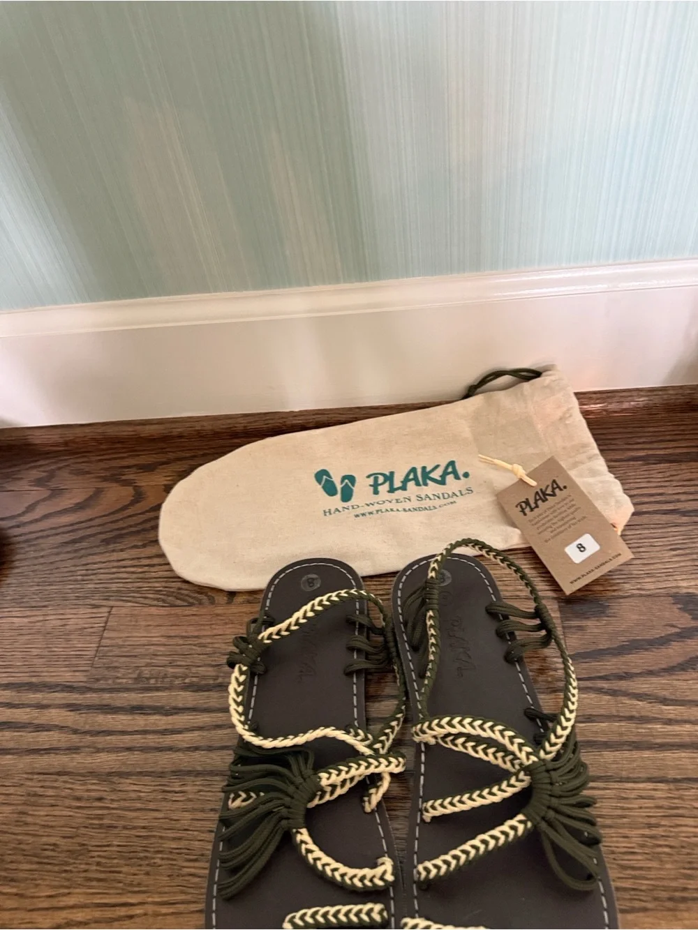 Plaka Olive & Cream Braided Wrap Sandals - Women